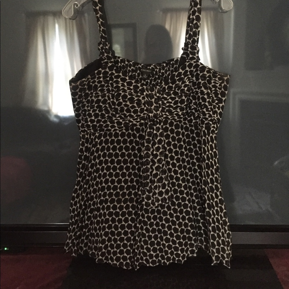 Nine West Black & White Silk tank, Sz L